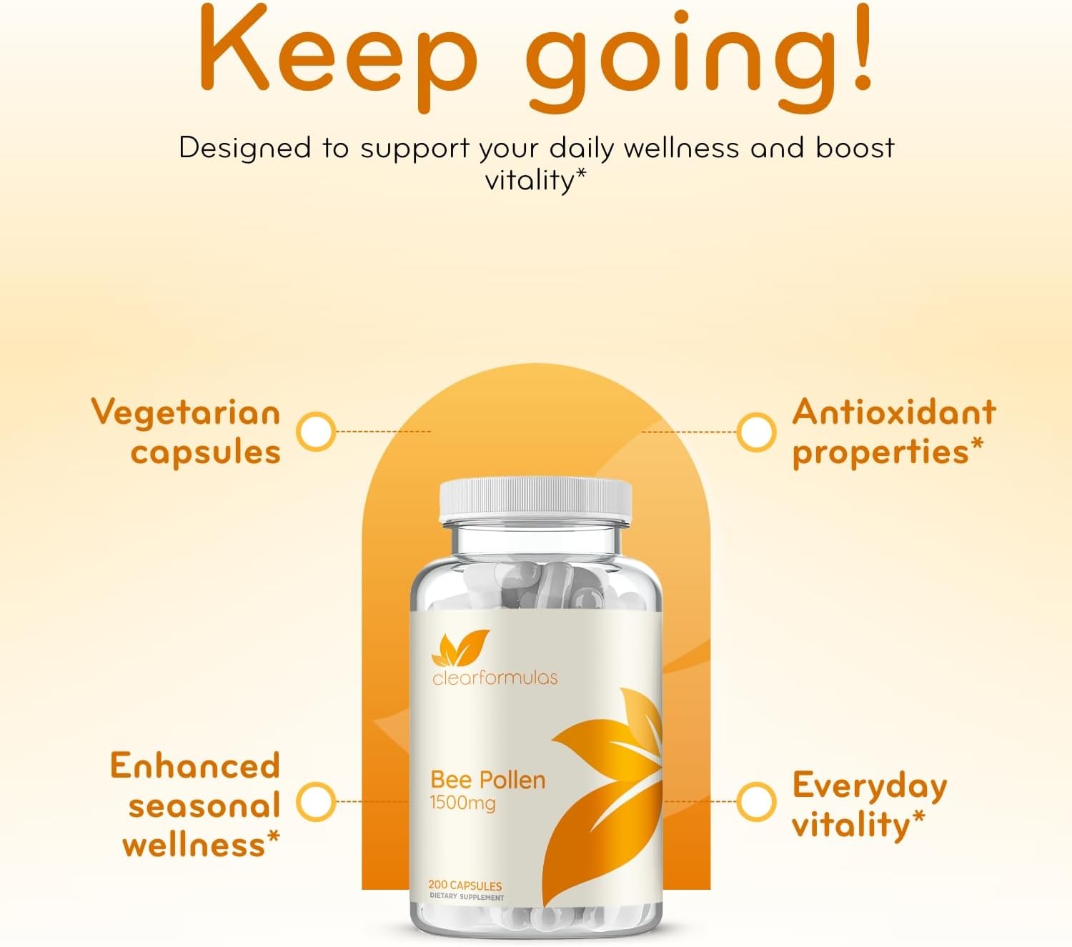 High Strength Bee Pollen Supplement - Natural Superfood with Vitamins Minerals Antioxidants - 1500mg Serving (200 Capsules) - görsel 5