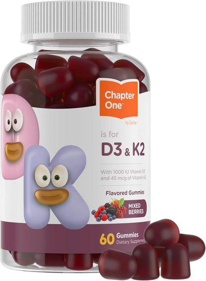 Zahler Chapter One Vitamin D3 & K2 Gummies – Immune & Bone Support – Cholecalciferol D3 & MK7 K2 – 60 Gummies