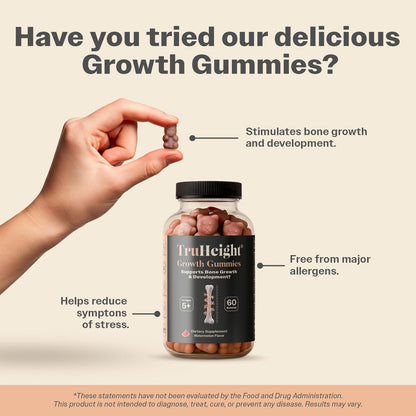 TruHeight Growth Gummies (Watermelon) - Natural Growth Supplement for Children & Teenagers with Vitamin D, K, Calcium & Ashwagandha