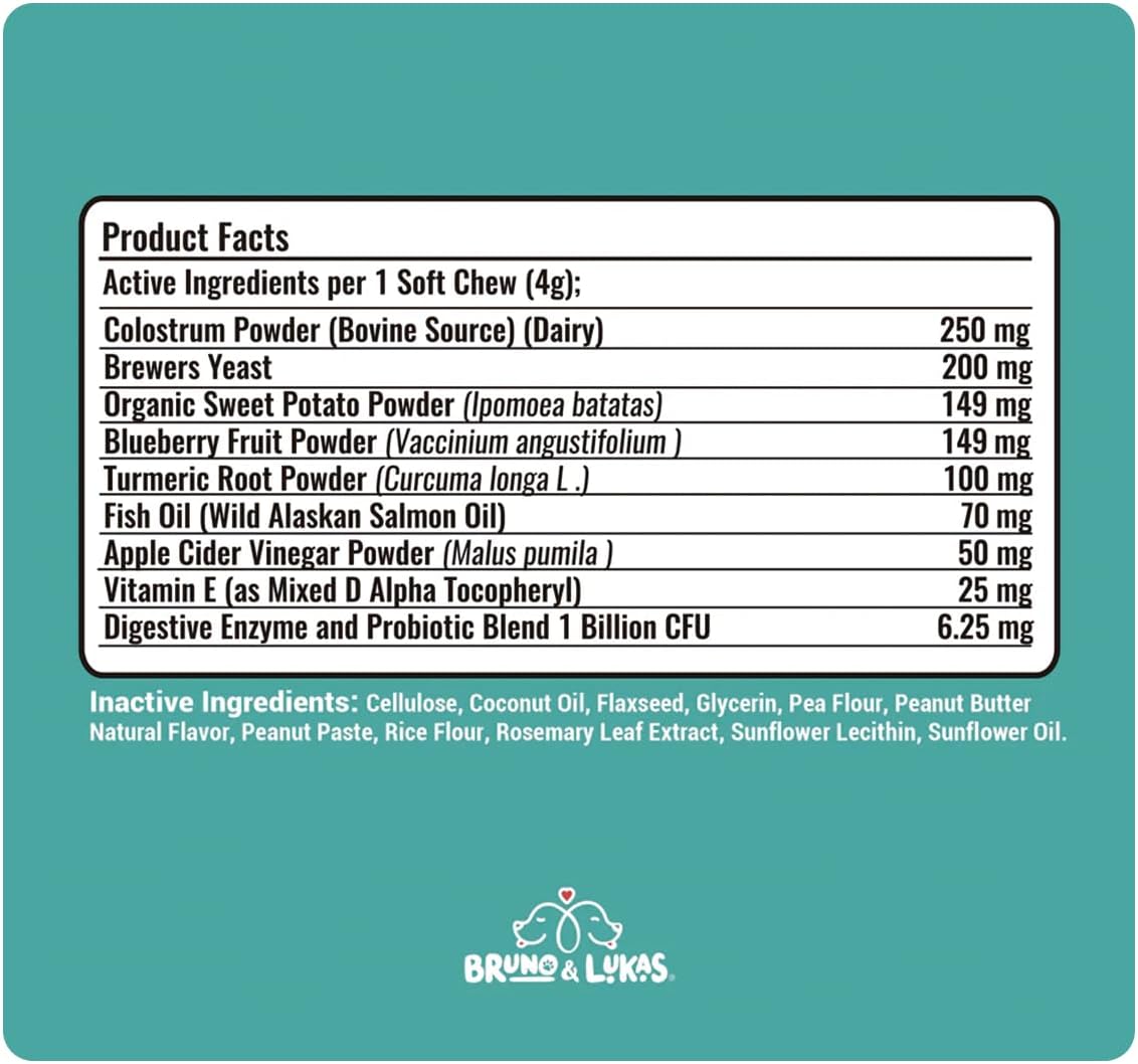 Multivitamin, Probiotics & Allergy Relief Chews for Dogs – 12-in-1 Daily Supplement with Omega-3, Colostrum & Antioxidants – Gut Health, Seasonal Allergy & Itch Support, Immune, Skin & Coat (90 Chews) - görsel 5