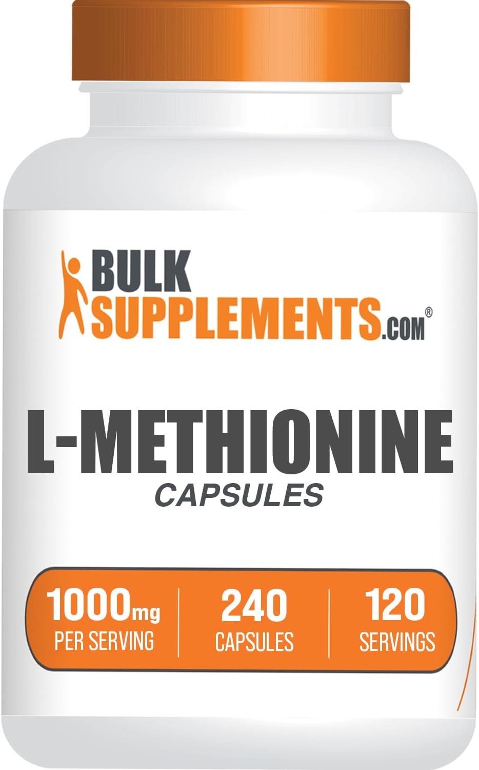 BulkSupplements.com L-Methionine Capsules (1000 mg, 240 Capsules) - görsel 1