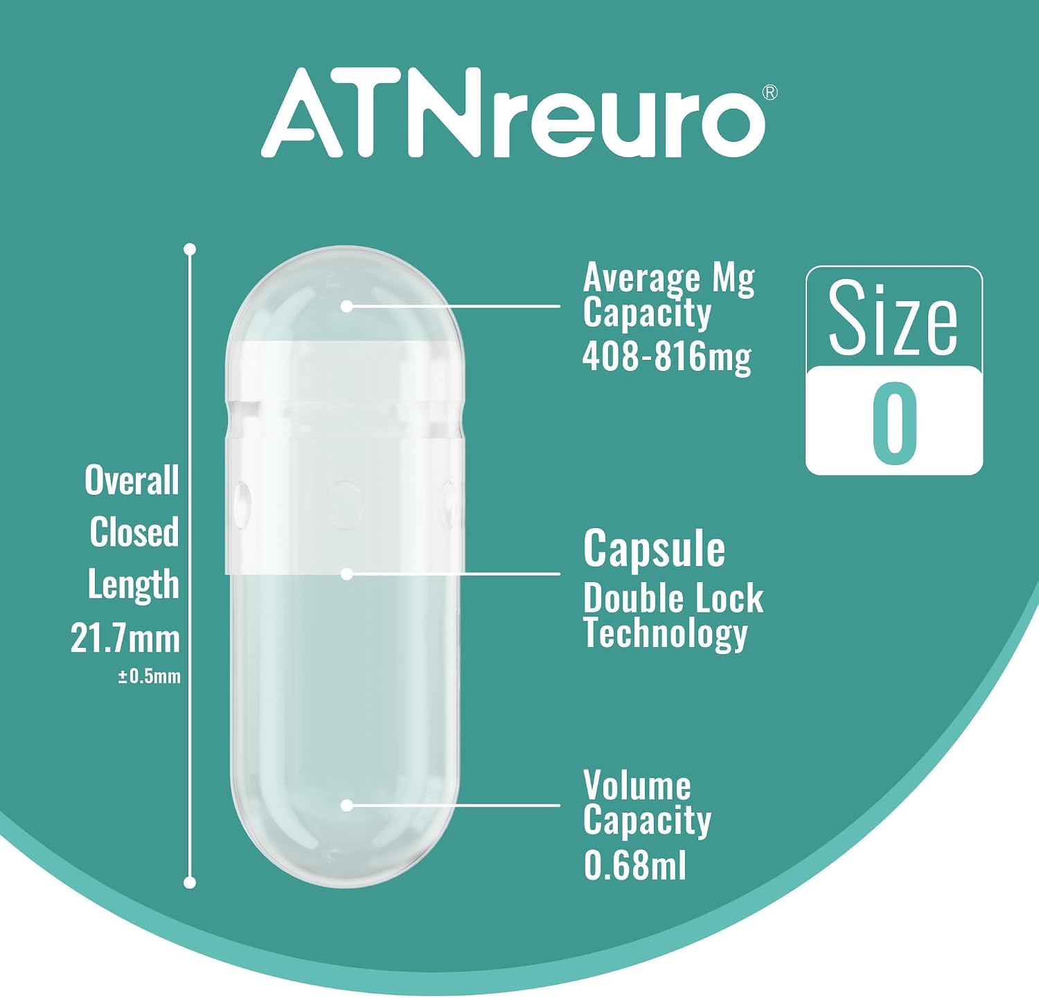 ATNreuro Vegan Separated Empty Capsules Size 0 (200 Count), Veggie Premium Empty Capsules for DIY Supplement Filling - görsel 2