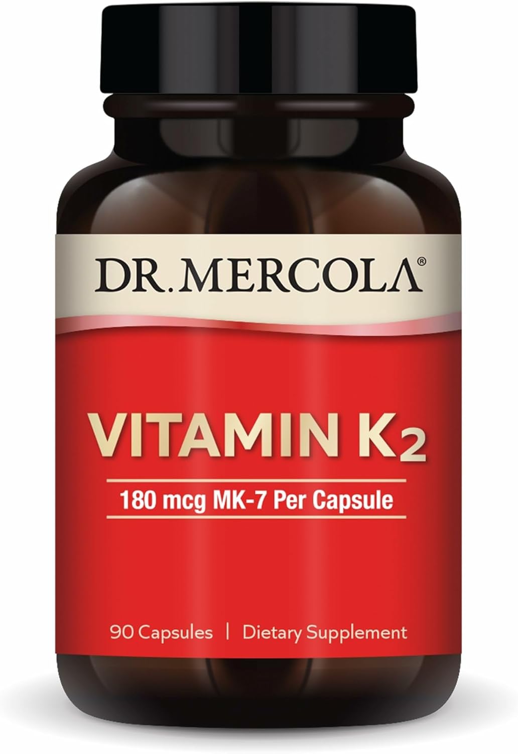 Dr. Mercola Vitamin K2 180 mcg as MK-7 - Supports Healthy Arterial Function & Heart Health - Non-GM, Gluten-Free & Soya-Free - 90 Capsules (90 Servings) - görsel 1