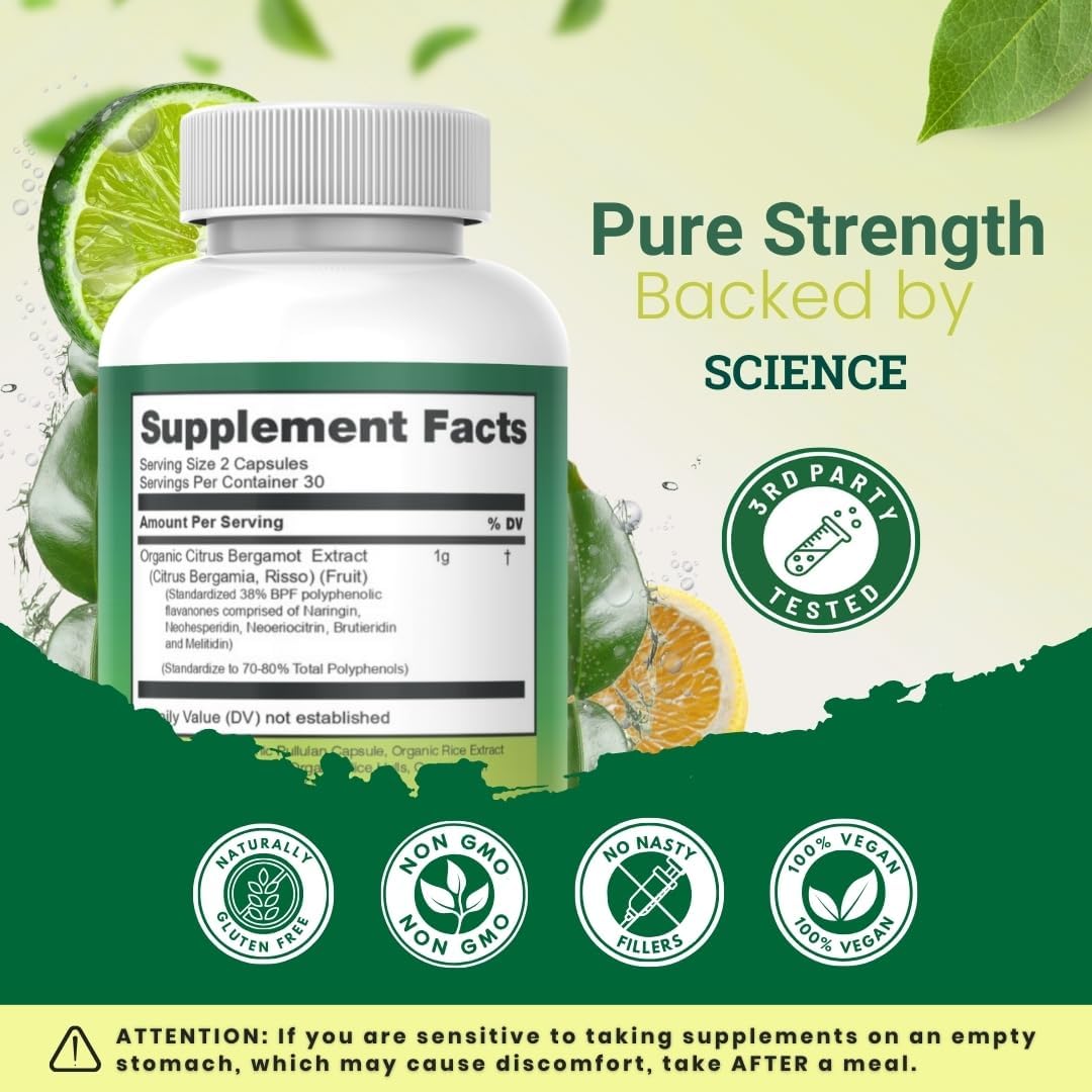 Organic Citrus Bergamot Supplement - USDA Organic, Cardiologist Formulated - 1000mg - 120 Capsules - görsel 6