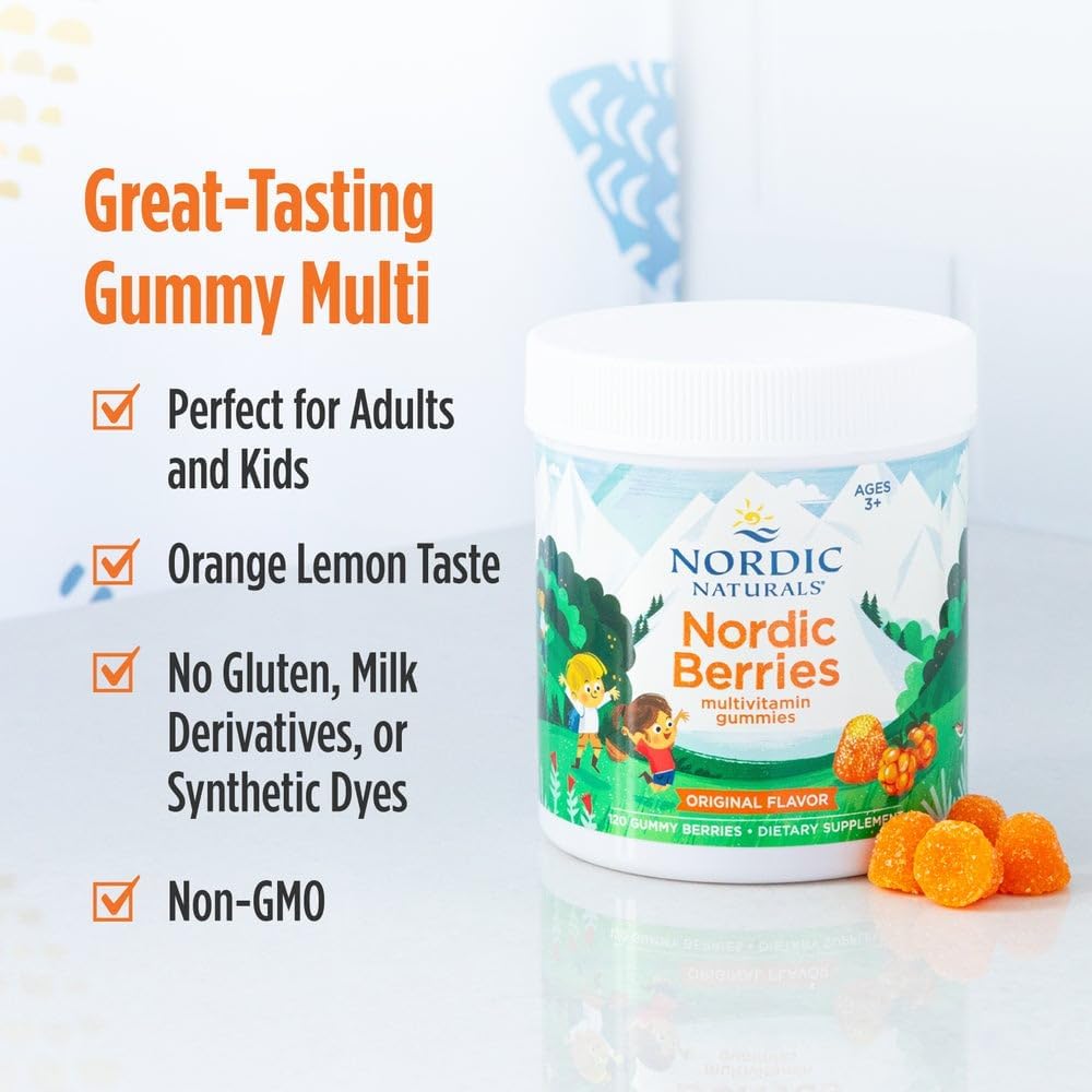 Nordic Naturals Nordic Berries, Cherry Berry – 120 Gummy Berries – Multivitamin for Children Aged 3+ - görsel 4