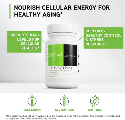 DAVINCI Labs NAD+ Activate - NAD Supplement with Vitamin C & Niacin - 30 Capsules