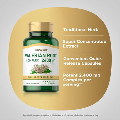 Piping Rock Valerian Root Capsules, 120 Count | Super-Concentrated Extract Supplement