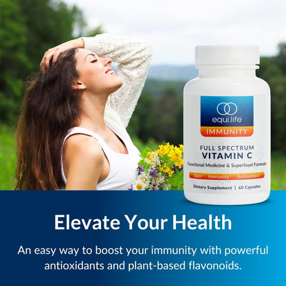 EquiLife Full Spectrum Vitamin C with Quercetin & Bioflavonoids - Antioxidant Formula to Support Immune Function and Collagen Formation - Gluten-free, Non GMO, 60 Capsules