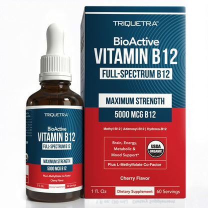 BioActive Vitamin B12 - 5000 µg with Methylfolate - 3 BioActive Forms - Vegan, Non-GM (60 Servings)