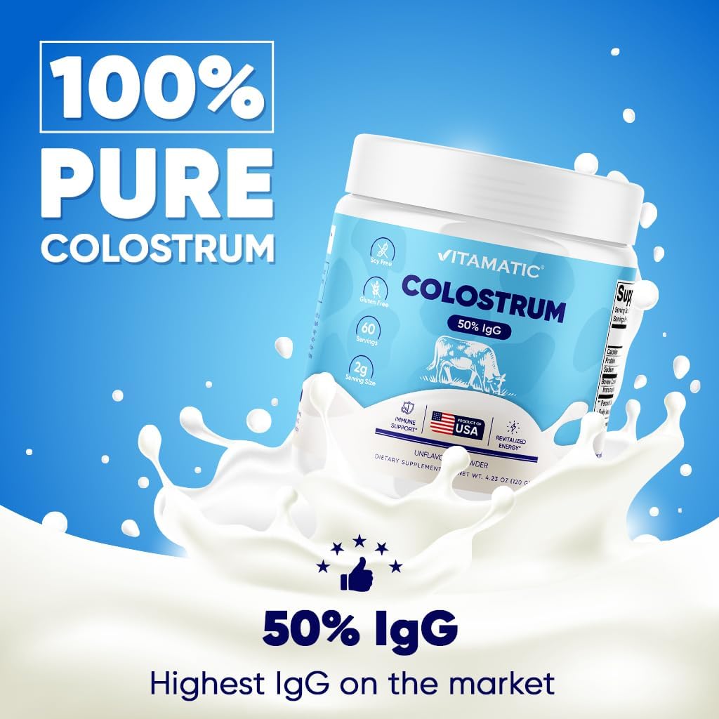 Vitamatic Bovine Colostrum Powder - 50% IgG, Unflavoured - 120g (60 Servings) - görsel 5