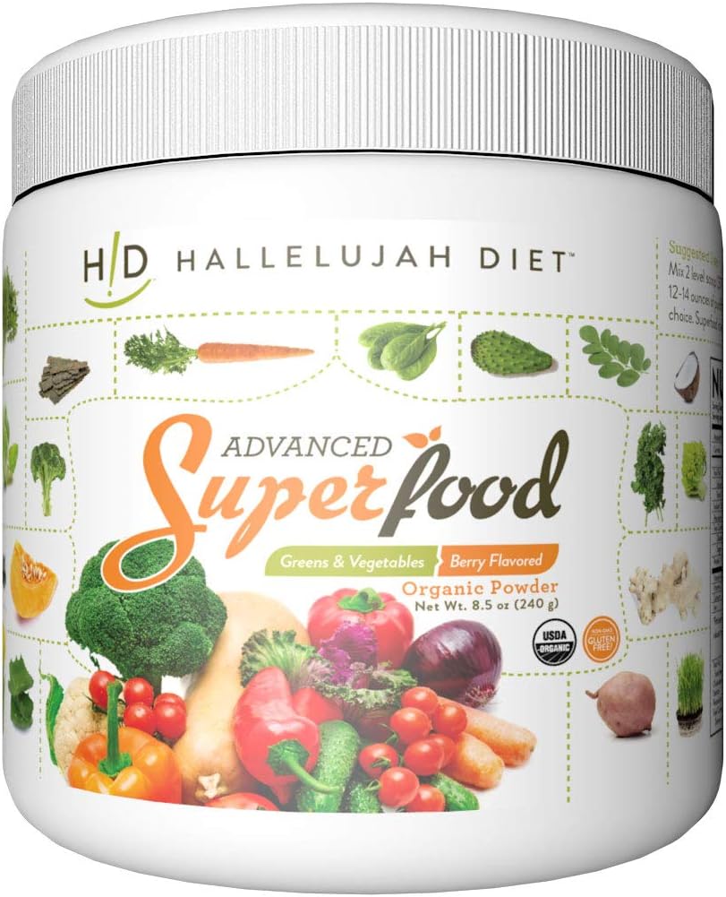 Advanced SuperFood, Greens and Vegetable Organic Powder – Plain, 8.5 oz (240g), by Hallelujah Diet - görsel 3