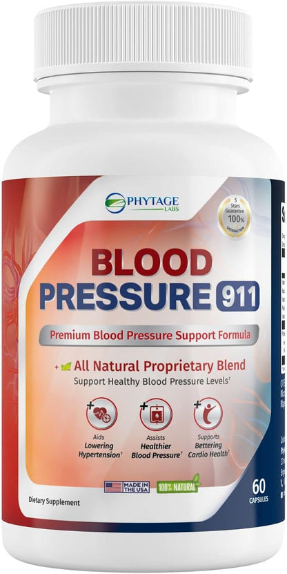 Phytage Labs Blood Pressure 911 – Advanced Blood Pressure Support Food Supplement – 60 Capsules