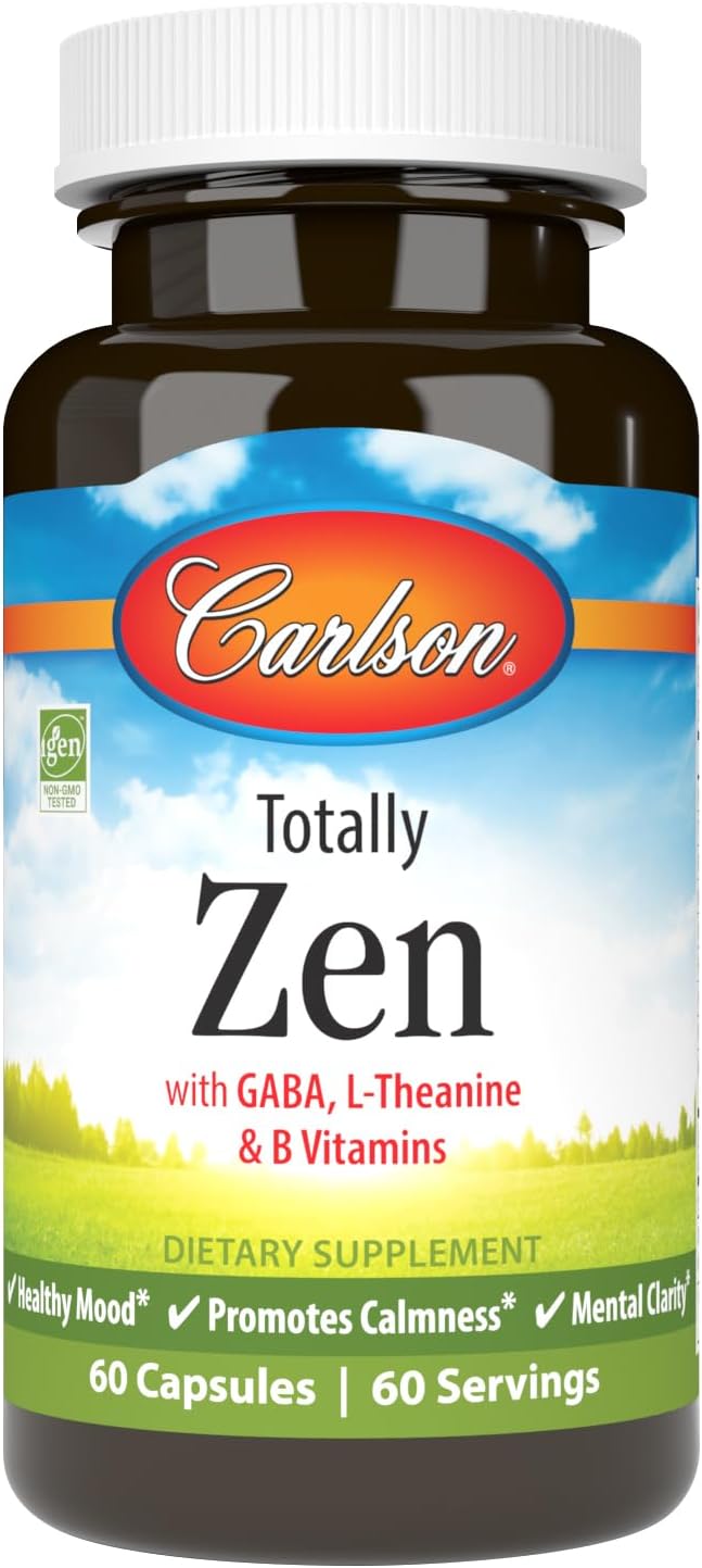 Carlson Totally Zen - GABA, L-Theanine & B Vitamins for Healthy Mood and Mental Clarity - 60 Capsules - görsel 1