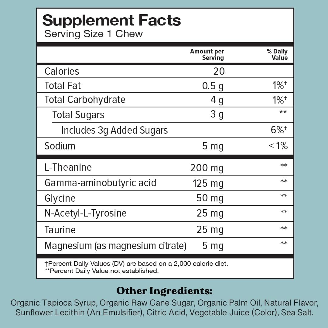 Chewsy So Long Stress - Calm Fruity Chews with L-Theanine, GABA, Glycine, Tyrosine, Taurine & Magnesium - Non-GM and Gluten-Free - Tropical Fruit Chews, 30-Day Supply - görsel 2