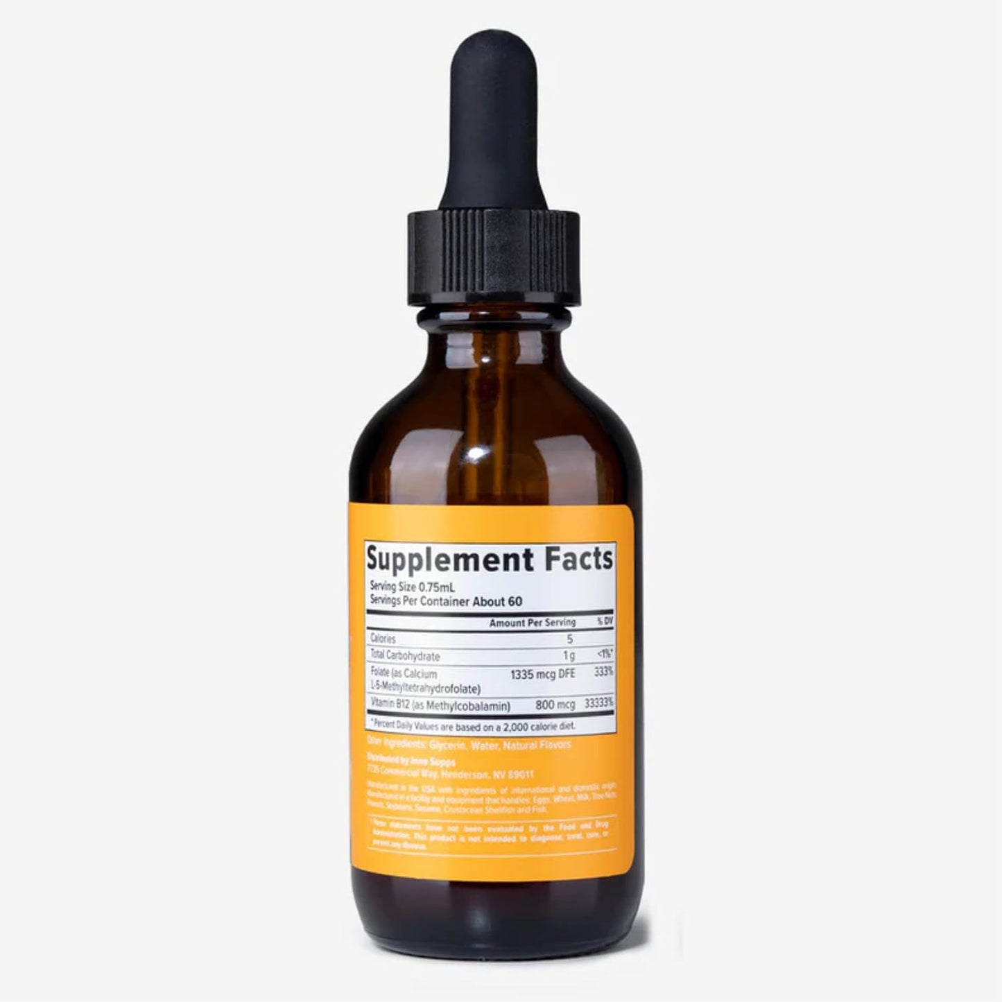 InnoSupps Better B12 Liquid Drops - Methylcobalamin & Folate, 60 Servings - görsel 2