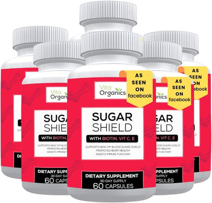 Sugar Shield - Advanced Blood Sugar Support Supplement (6 Bottles, 360 Capsules)