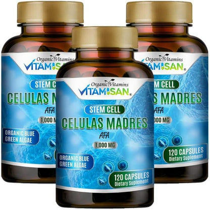CELULAS MADRES Stem Cell Capsules, 3-Pack, 1000 mg, 360 Capsules, Organic Blue-Green Algae