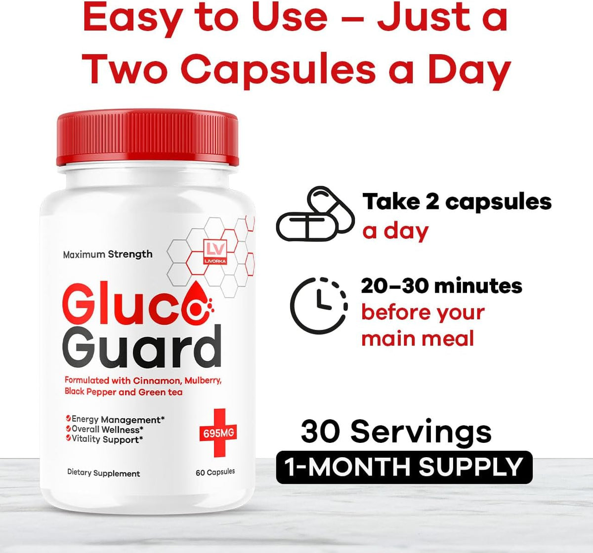 GlucoGuard Capsules - Advanced Blood Support Formula, 30 Capsules - görsel 4