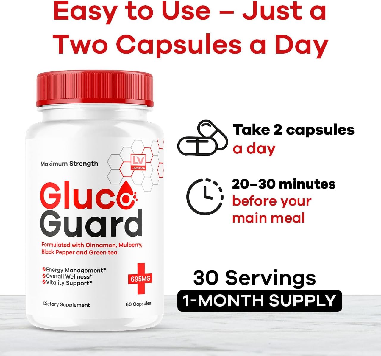GlucoGuard Capsules - Advanced Blood Support Formula, 30 Capsules - görsel 4