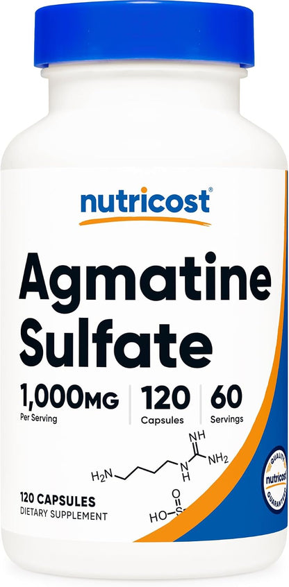 Nutricost Agmatine Sulphate 1000mg, 120 Capsules – Gluten-free, Non GMO