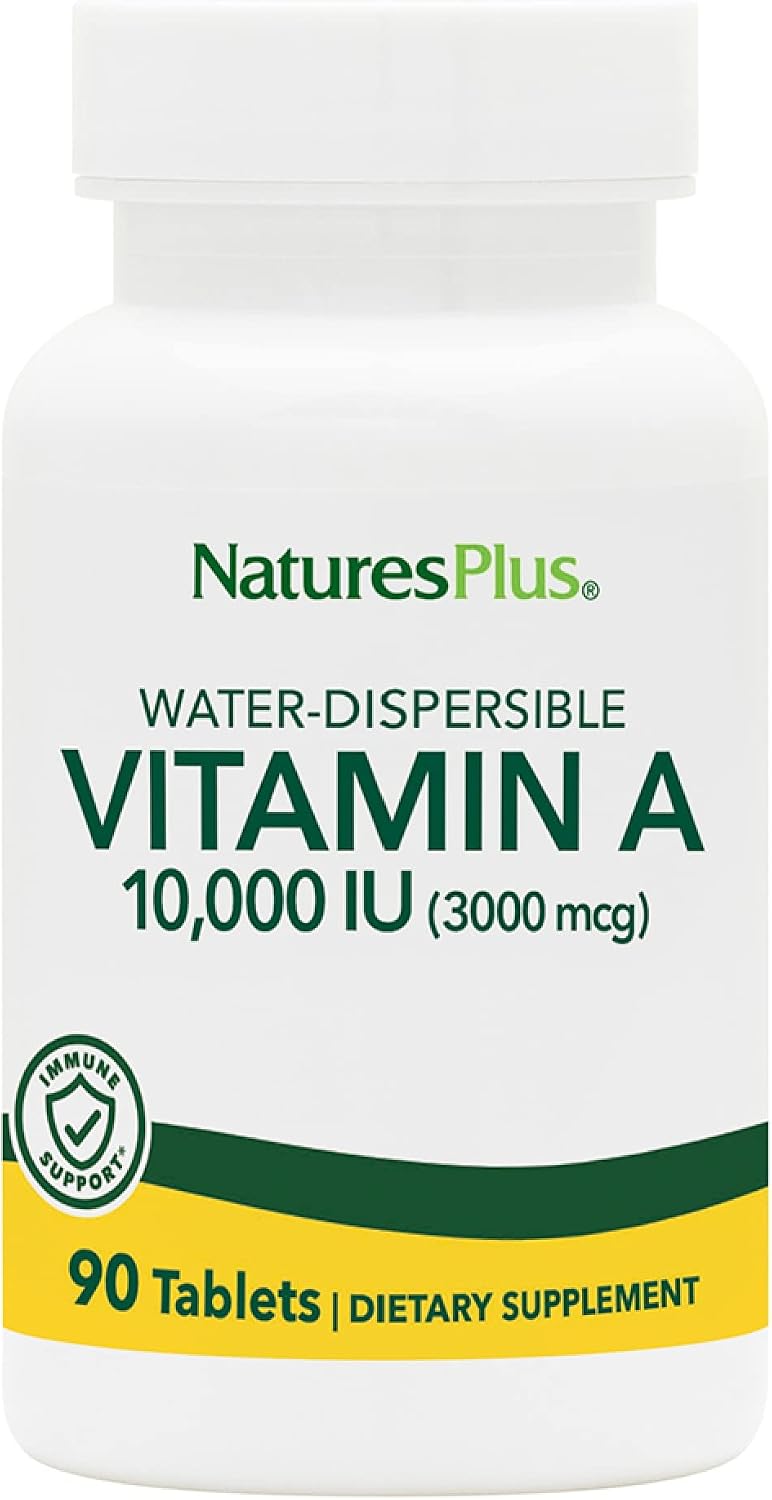 NaturesPlus Vitamin A 10,000 IU – Water-Dispersible Tablets for Vision, Skin and Immune Health - görsel 1