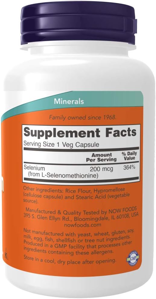 NOW Foods Selenium 200 mcg, 180 Vegetarian Capsules - görsel 2