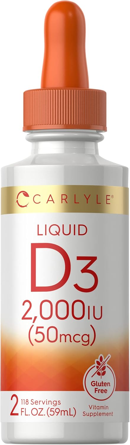 Carlyle Vitamin D3 Liquid Drops | 2000 IU (50 µg) | 60 ml | Vitamin D Supplement for Adults | Vegetarian, Non-GMO, Gluten-Free Formula - görsel 1