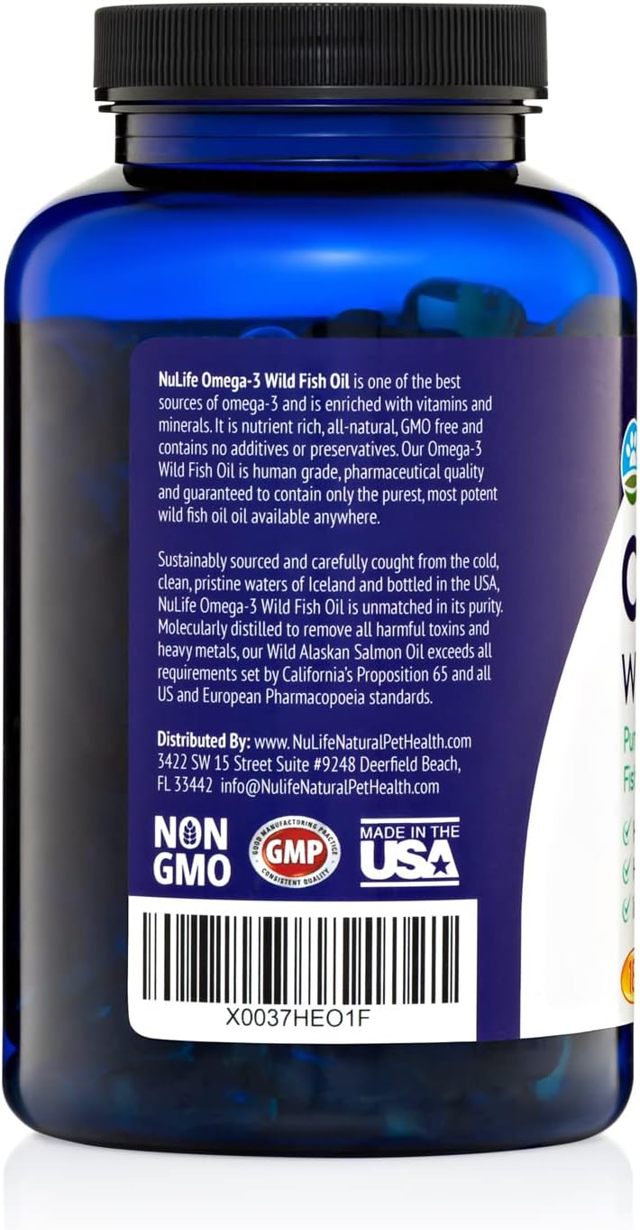 NuLife Natural Pet Health Pure Omega-3 Fish Oil for Dogs, 180 Capsules - görsel 9