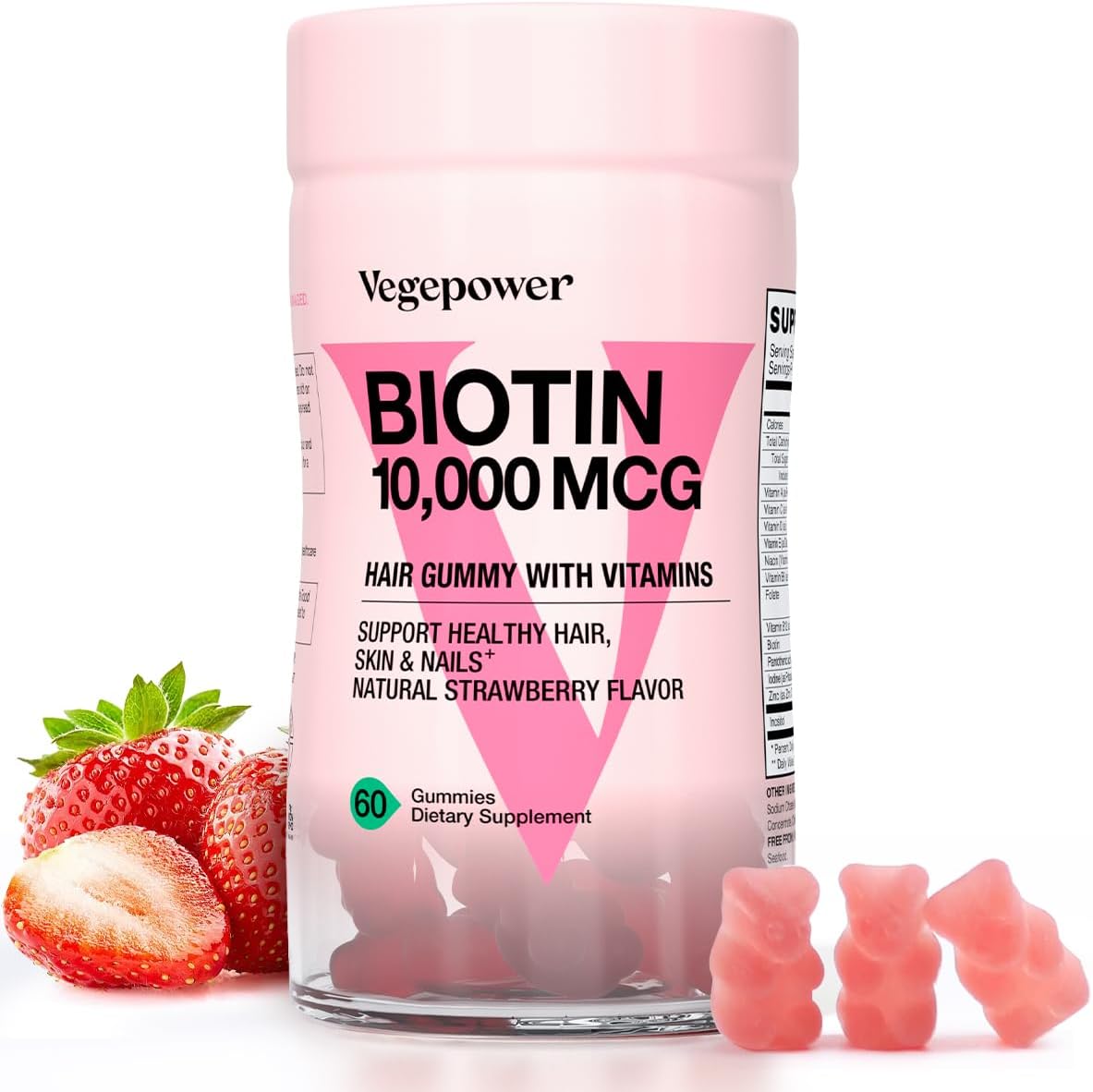 VEGEPOWER Biotin Gummies 10000µg – Vegan Hair, Skin & Nails Food Supplement - görsel 1