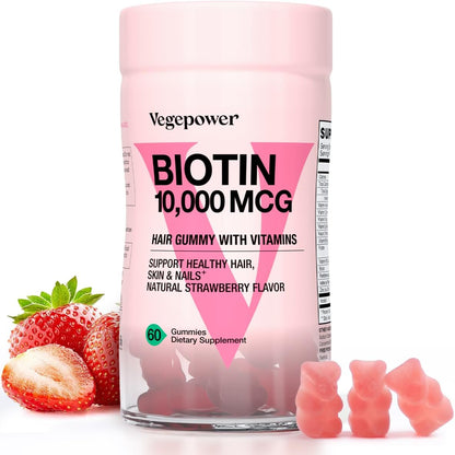 VEGEPOWER Biotin Gummies 10000µg – Vegan Hair, Skin & Nails Food Supplement