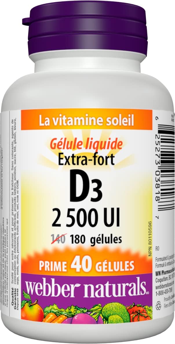 Webber Naturals Vitamin D3 2,500 IU Extra Strength, 180 Softgels - görsel 2