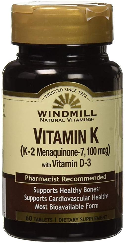 Windmill Natural Vitamins Vitamin K-2 with D-3, 60 Tablets - görsel 1