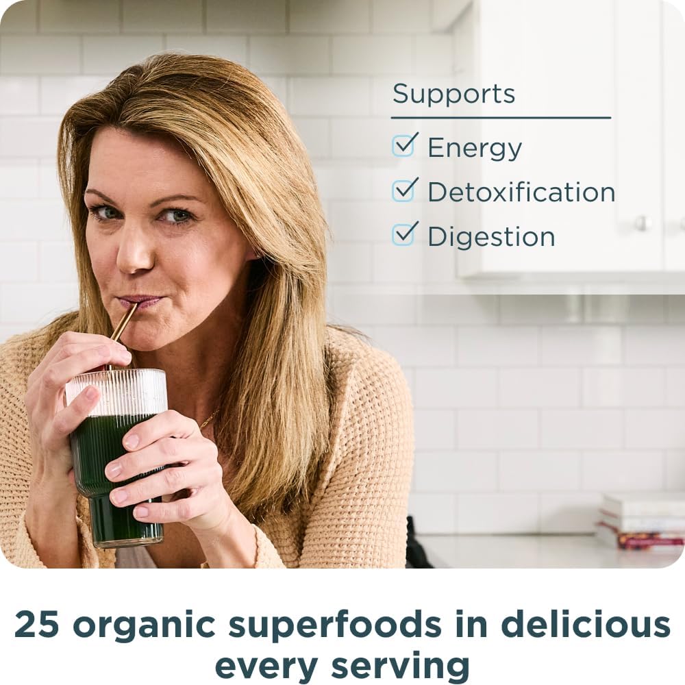 Ancient Nutrition Organic SuperGreens Powder with Probiotics, Berry Flavour - 25 Servings - görsel 6