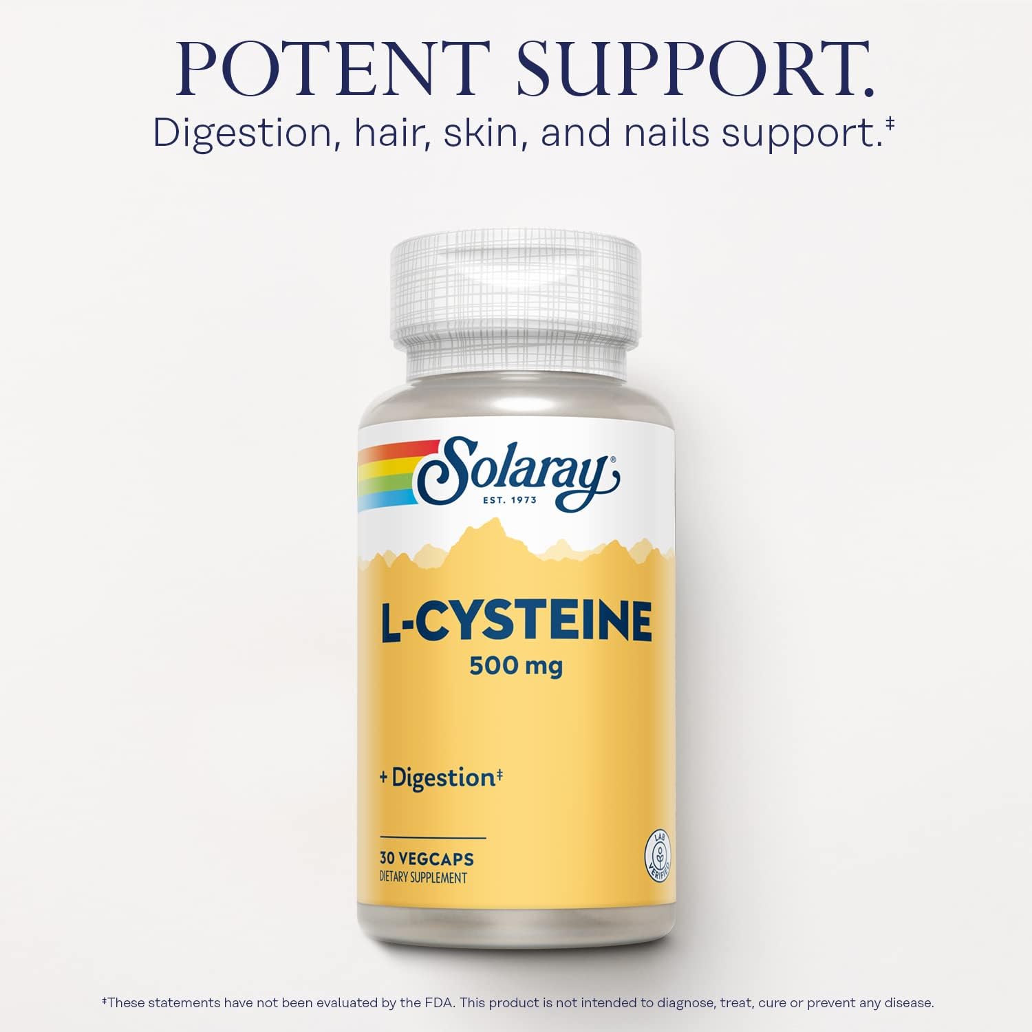 SOLARAY L-Cysteine 500 mg – Digestion, Hair, Skin & Nails Support, Antioxidant Support – 30 VegCaps - görsel 3