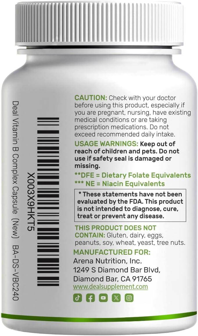 Bioactive Vitamin B Complex with Methylated B Vitamins & Vitamin C - 240 Vegetable Capsules - görsel 6