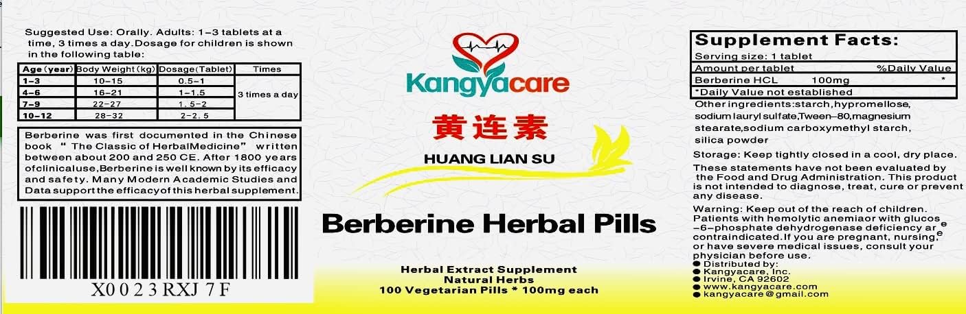 Kangyacare Berberine Herbal Tablets – 0.1 g Berberine HCl – 100 Tablets - görsel 5