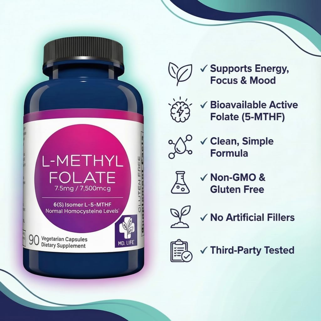 MD Life L-Methylfolate 7.5 mg Food Supplement - 90 Capsules - görsel 7