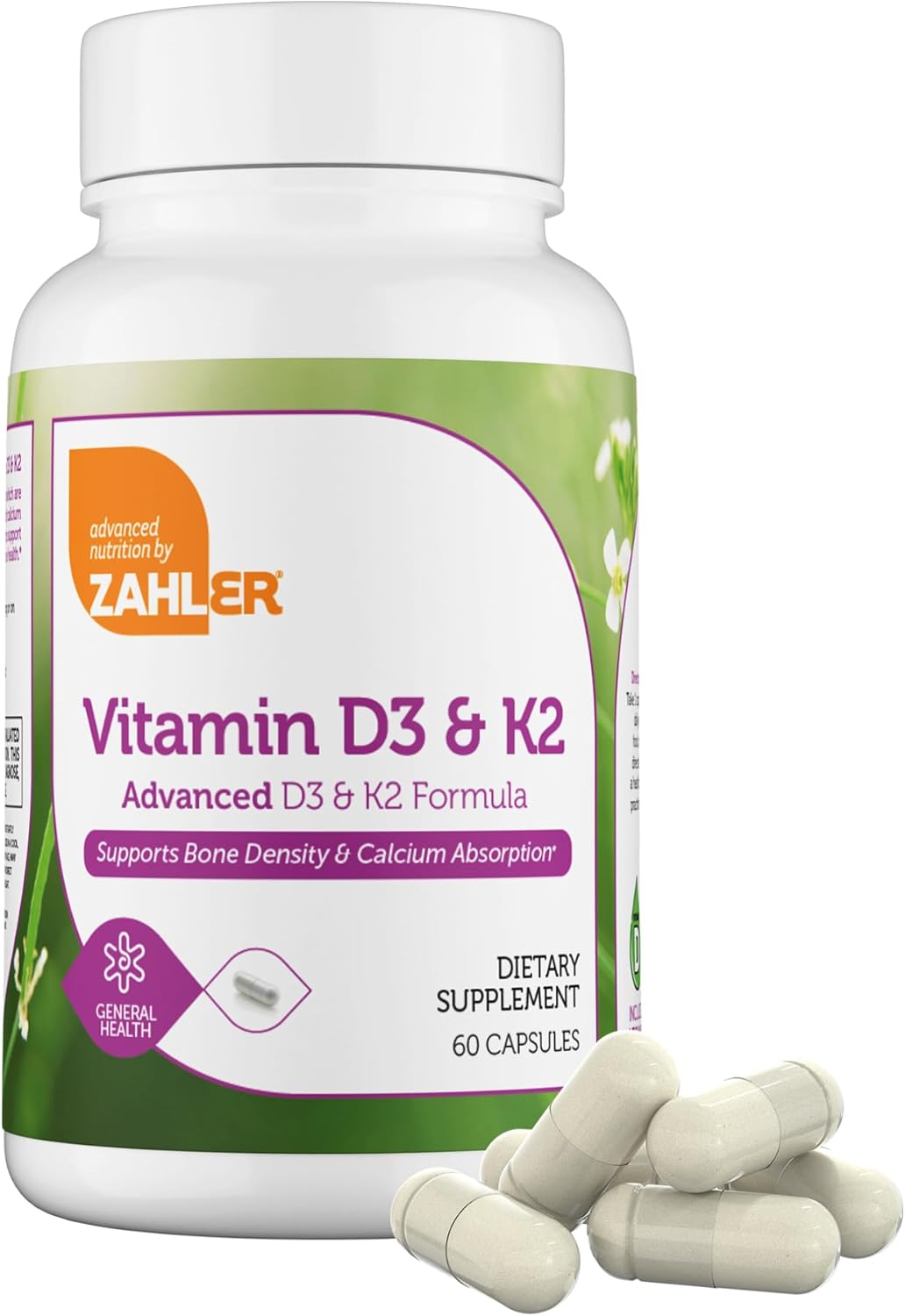 Zahler Vitamin D3 & K2 Advanced D3 & K2 Formula Supports Bone Density & Calcium Absorption, 60 Capsules. - görsel 1