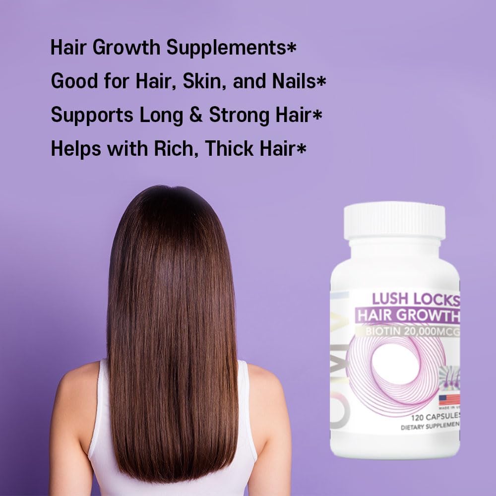 Omvi Formulae, Hair Supplement with Biotin 20,000mcg, Collagen, Keratin, Vitamin A, C, D3 & B12, for Stronger-Looking Hair, Skin and Nails, Non-GM, Gluten-free, 120 Capsules - görsel 5