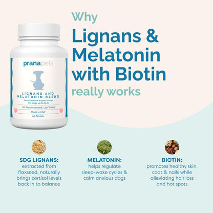 PranaPets Lignans & Melatonin with Biotin Blend for Dogs (up to 11 kg)