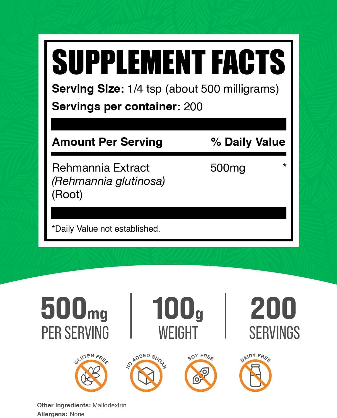 BulkSupplements.com Rehmannia Extract Powder, 100g - görsel 2