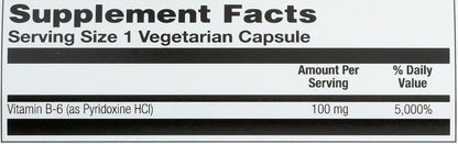 Solaray Vitamin B6 100mg Timed Release Capsules