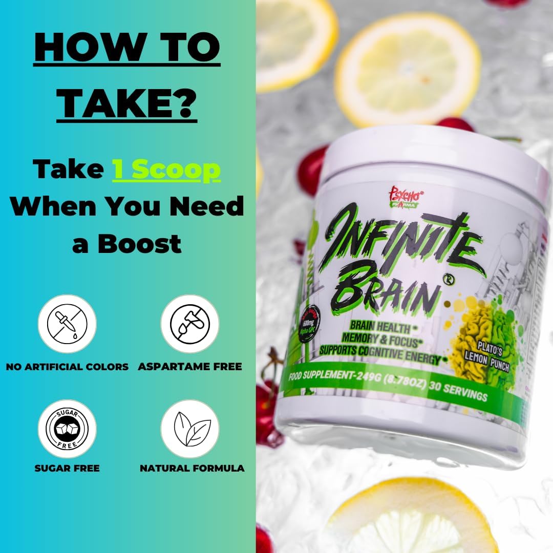 Infinite Brain Nootropic Game Changer - Alpha-GPC Nootropic Supplement (Plato's Lemon Punch, 30 Servings) - görsel 6