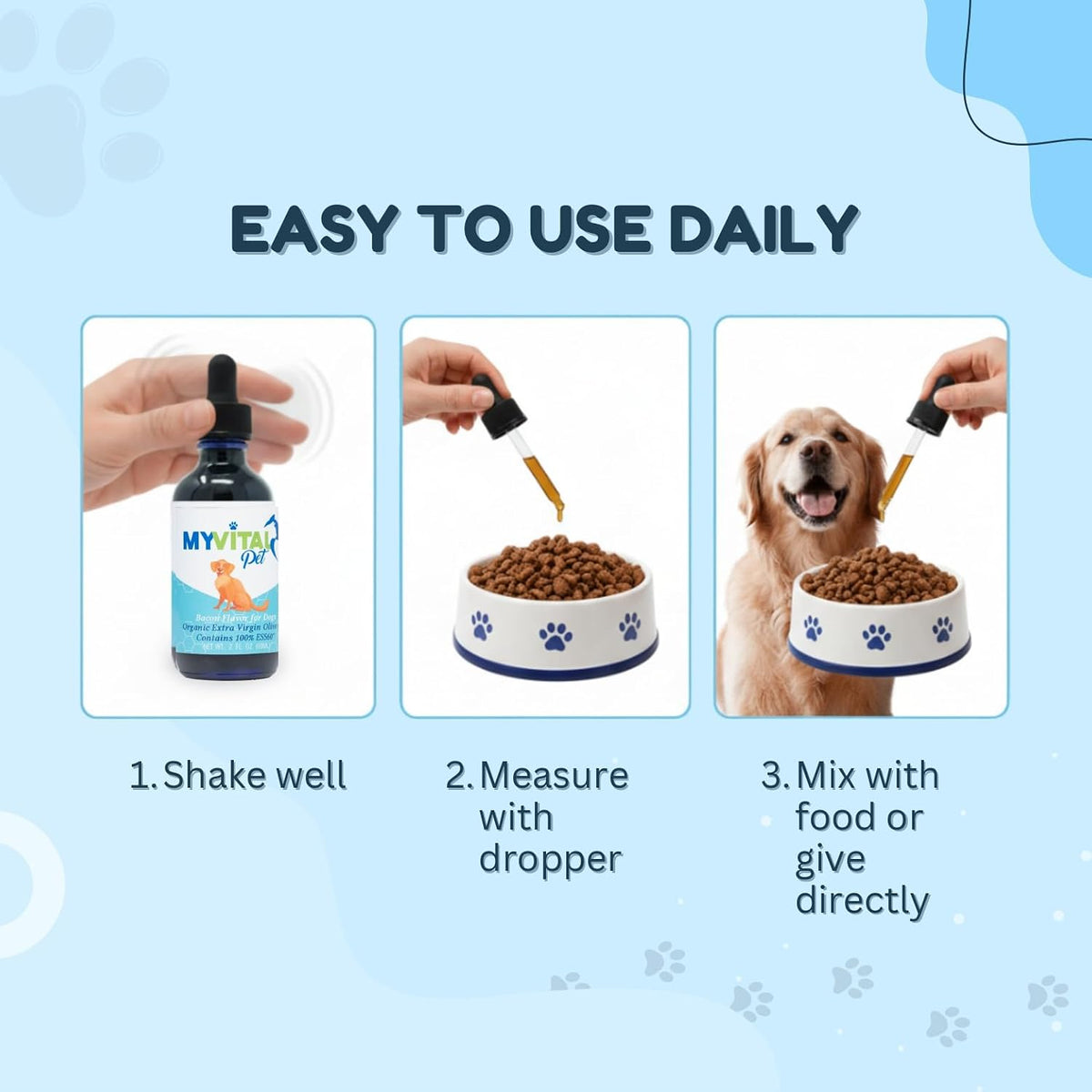 MyVitalC ESS60 Organic Extra Virgin Olive Oil with Bacon Flavour for Dogs (60 ml) - görsel 6