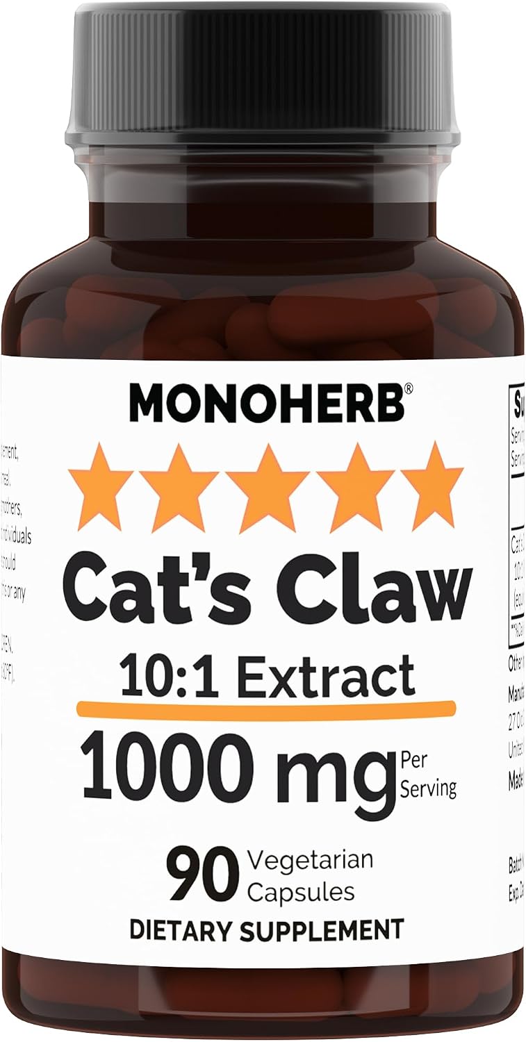 MONOHERB Cat’s Claw 10:1 Extract - 1000 mg per Serving, 90 Vegetable Capsules - görsel 1