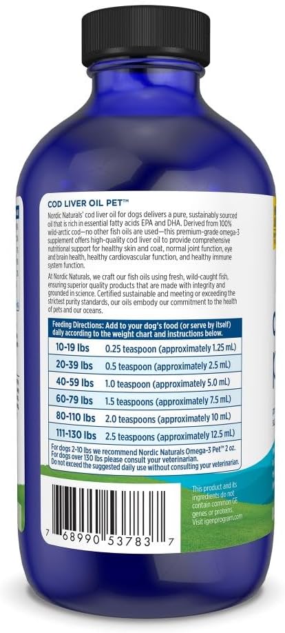 Nordic Naturals Pet Cod Liver Oil, Unflavoured – 8 oz