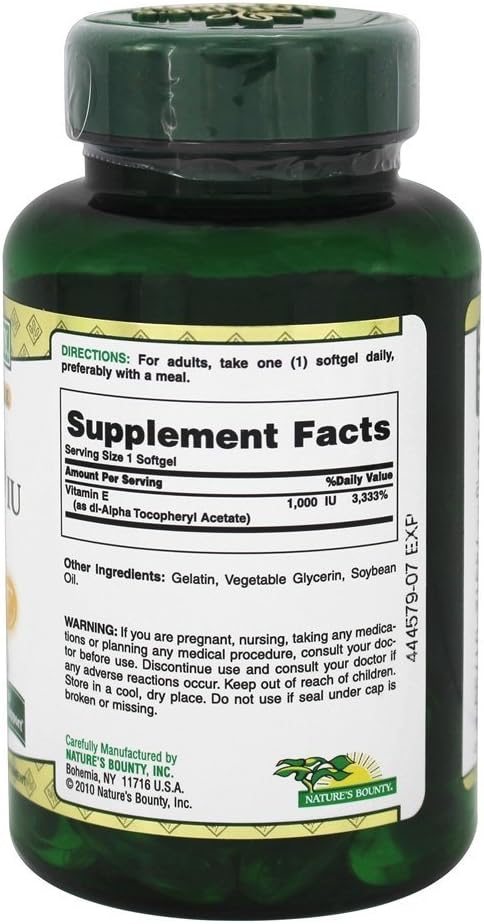 Nature's Bounty Vitamin E 1000 IU Softgels, 60 Softgels (Pack of 2) - görsel 2