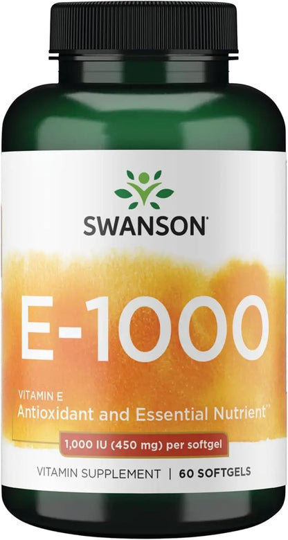 Swanson Vitamin E 1000 IU (450 mg) 60 Soft Capsules