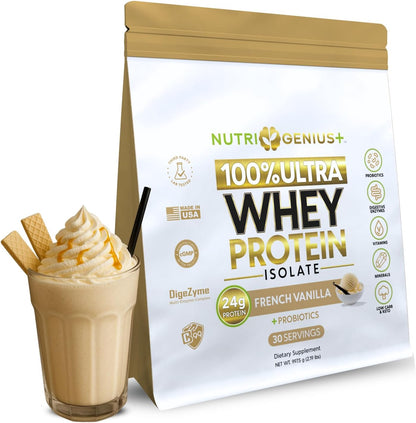 All-in-One Nutrition Whey Protein Isolate with Probiotics, Digestive Enzymes, Vitamins and Minerals, Chocolate, 30 Servings, Gluten-free, Keto Friendly, No Sugar