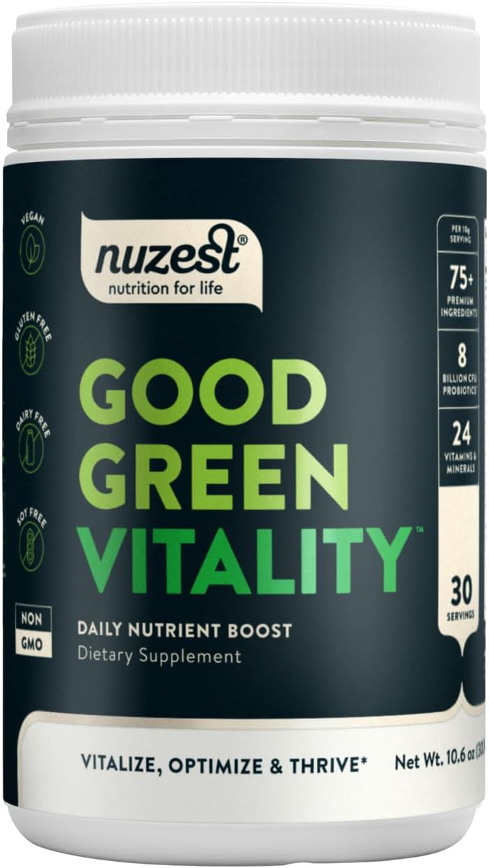 Nuzest Greens Powder Good Green Vitality – Vitamins, Minerals & Superfoods – Vegan Multivitamin Supplement (300g) - görsel 1